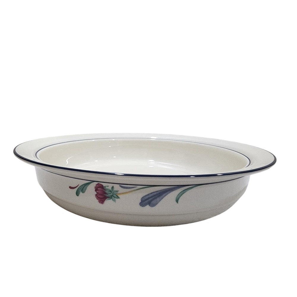 Lenox Chinastone Poppies on Blue Round Vegetable Serving Bowl 9 3/4" Vintage